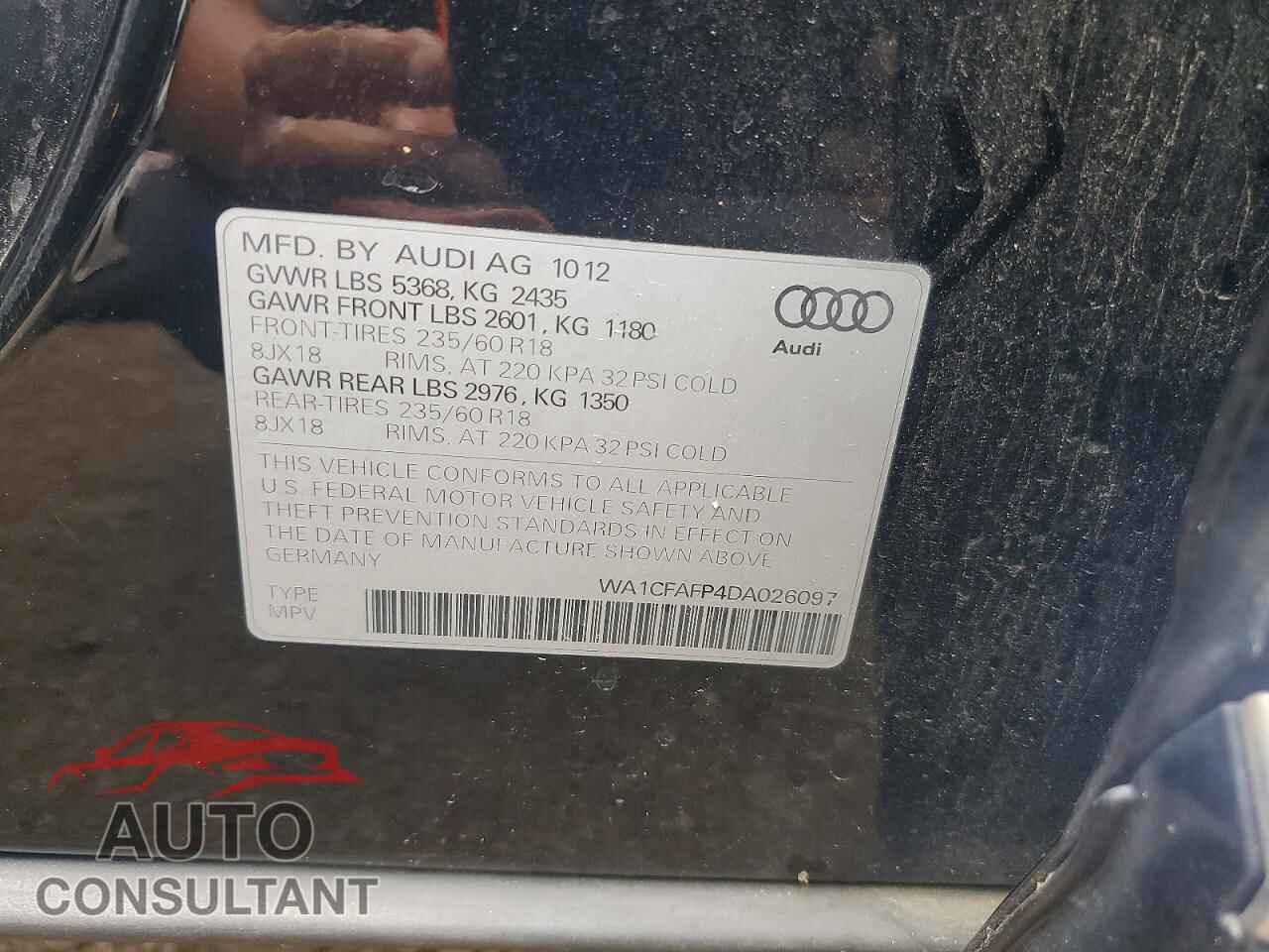 AUDI Q5 2013 - WA1CFAFP4DA026097