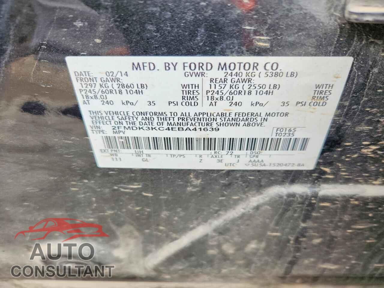 FORD EDGE 2014 - 2FMDK3KC4EBA41639