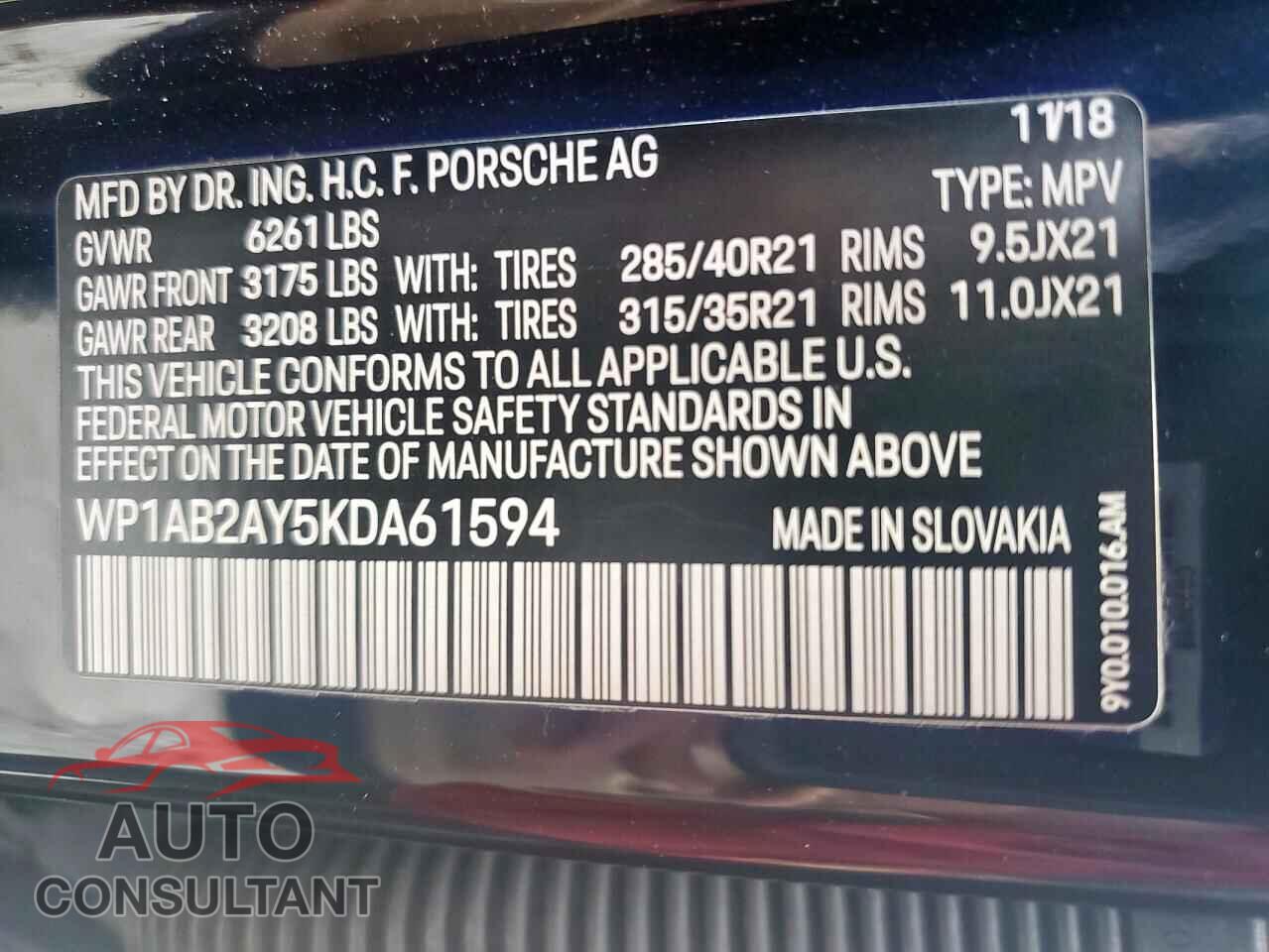 PORSCHE CAYENNE 2019 - WP1AB2AY5KDA61594