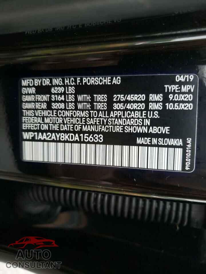 PORSCHE CAYENNE 2019 - WP1AA2AY8KDA15633