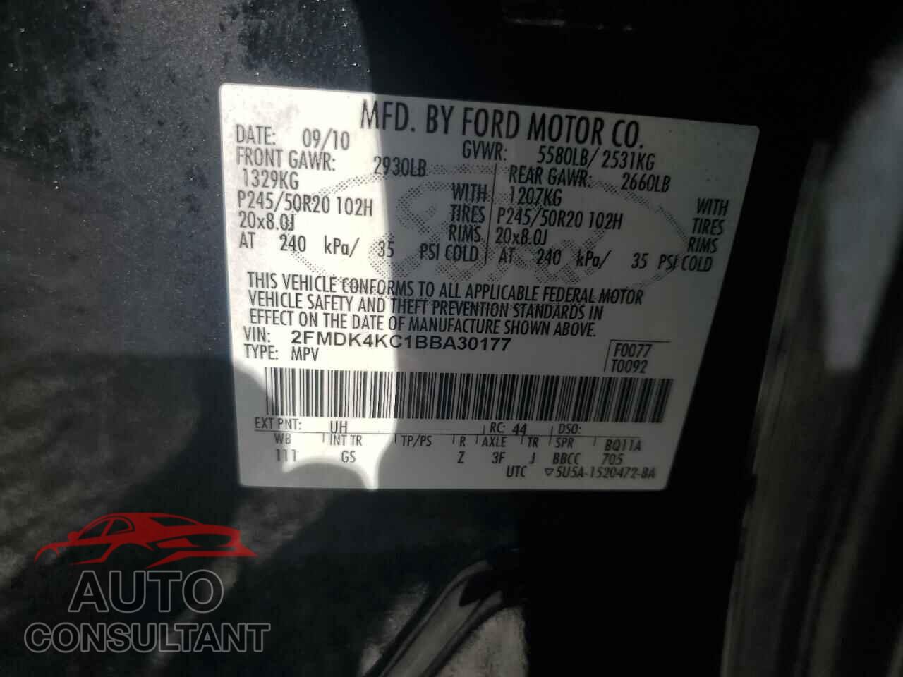 FORD EDGE 2011 - 2FMDK4KC1BBA30177
