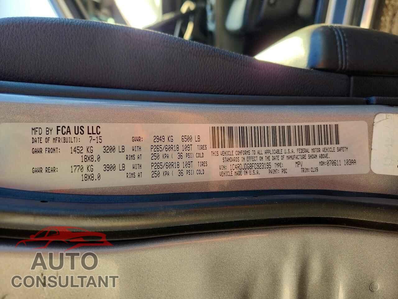 DODGE DURANGO 2015 - 1C4RDJDG8FC923195