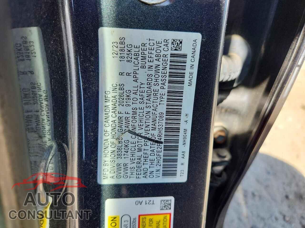 HONDA CIVIC 2024 - 2HGFE2F24RH537089