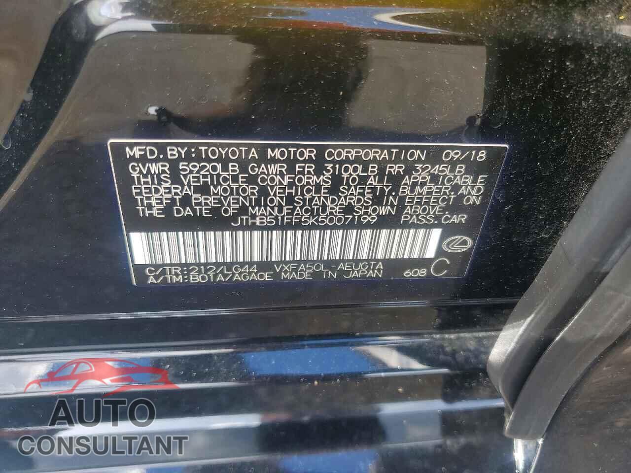LEXUS LS500 2019 - JTHB51FF5K5007199