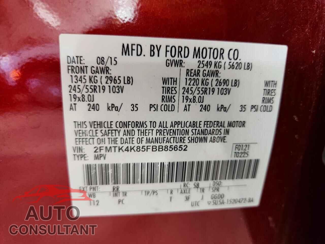 FORD EDGE 2015 - 2FMTK4K85FBB85652