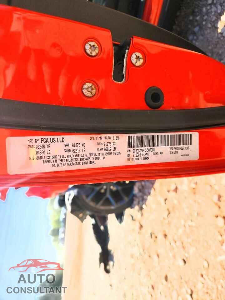 DODGE CHALLENGER 2019 - 2C3CDZAG4KH587369
