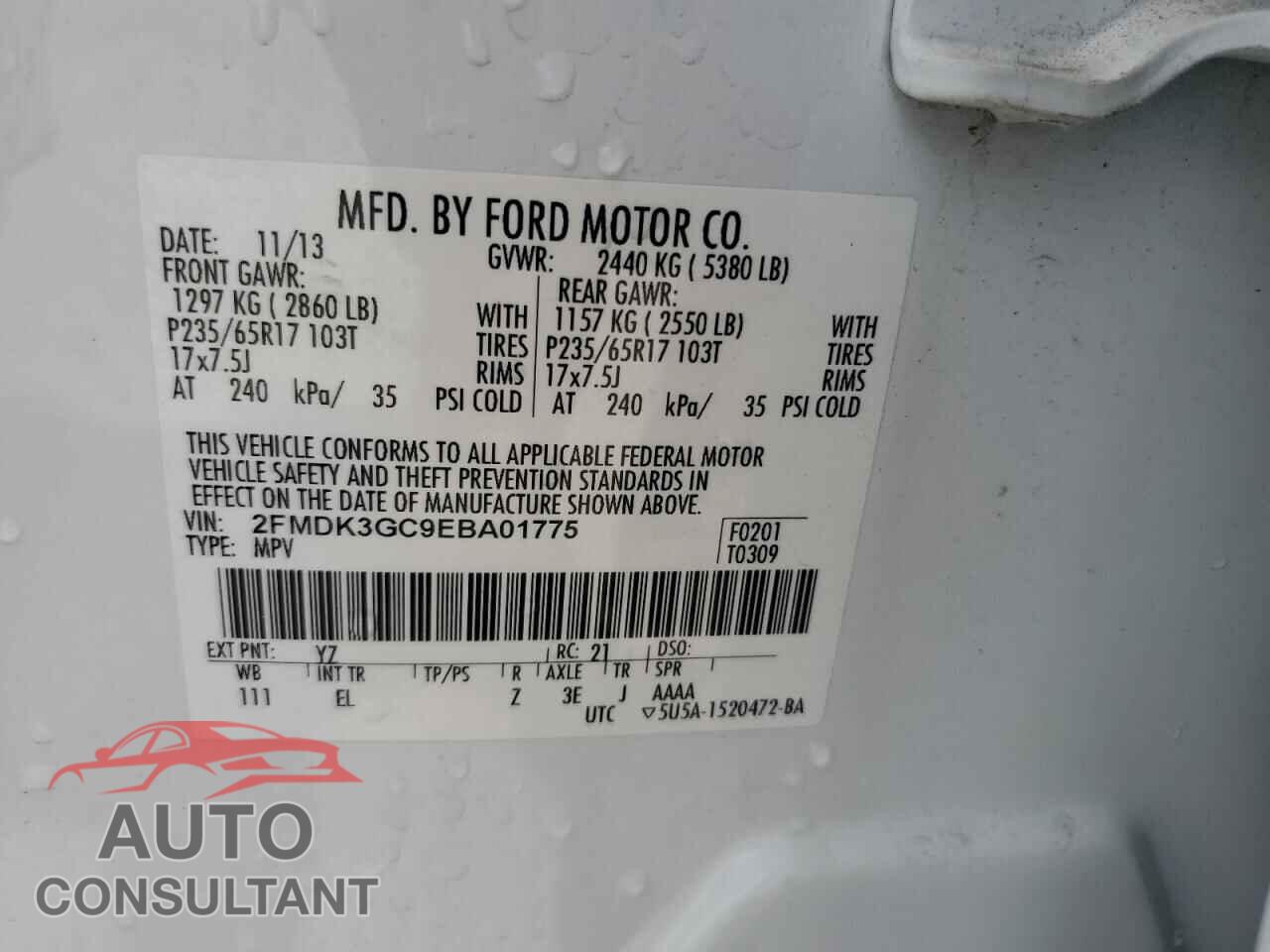 FORD EDGE 2014 - 2FMDK3GC9EBA01775
