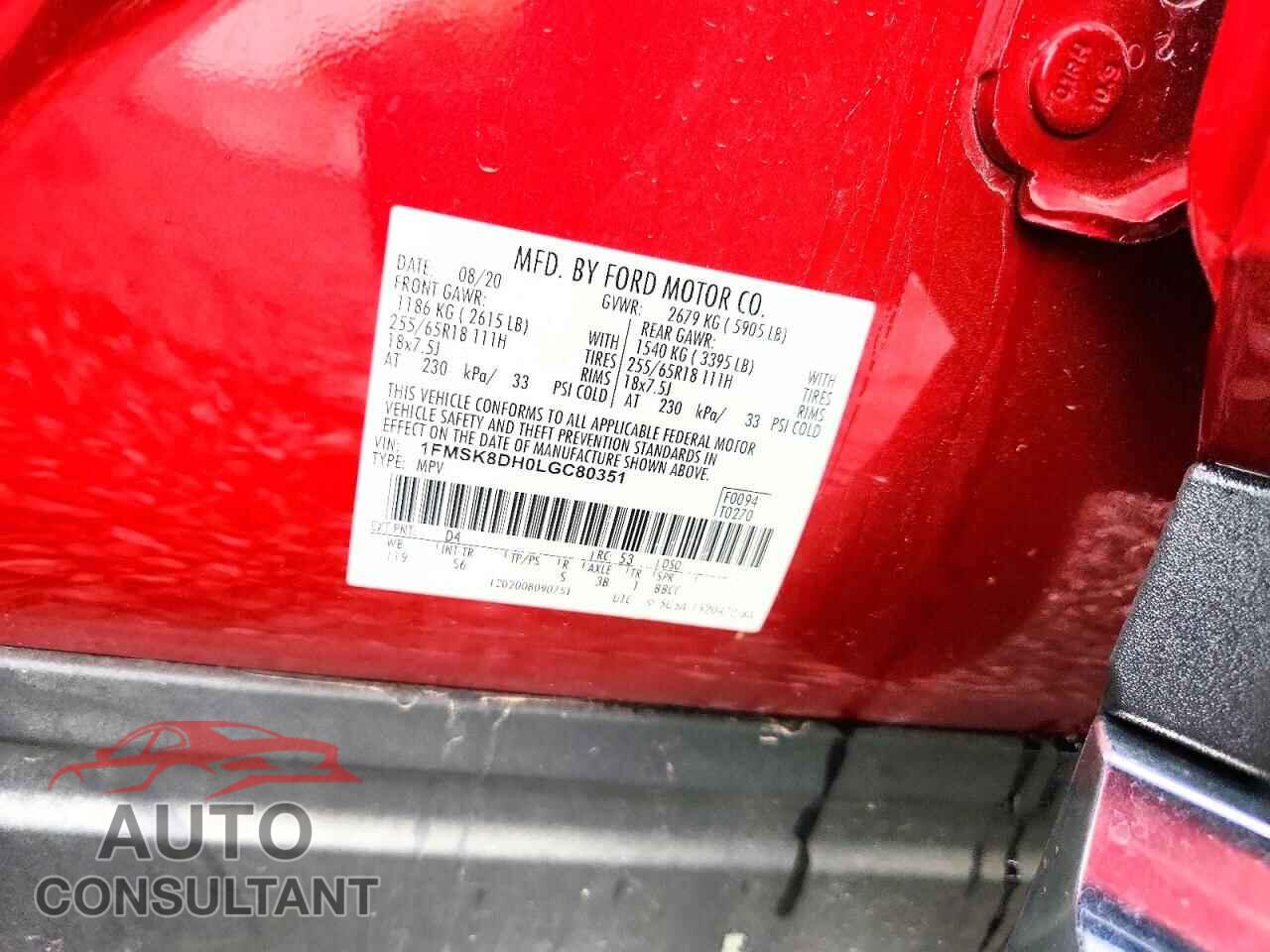 FORD EXPLORER 2020 - 1FMSK8DH0LGC80351