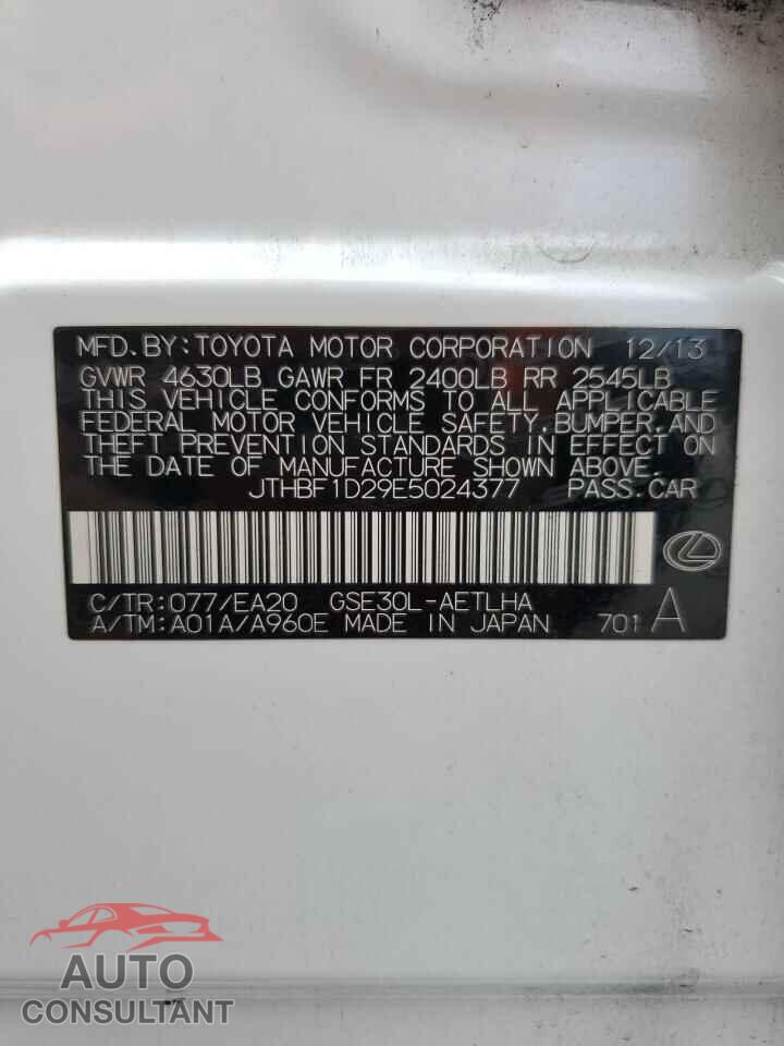 LEXUS IS 2014 - JTHBF1D29E5024377