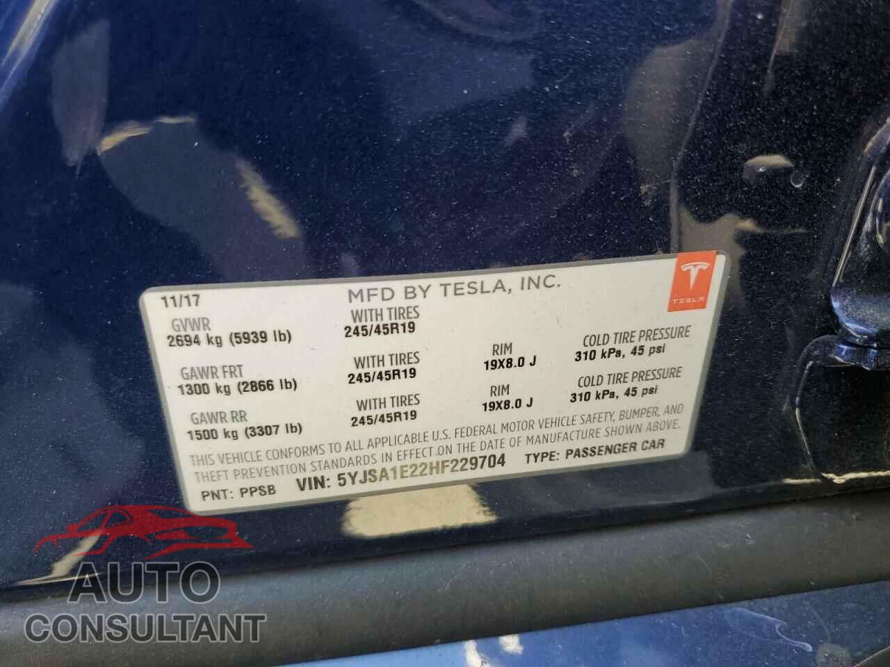 TESLA MODEL S 2017 - 5YJSA1E22HF229704