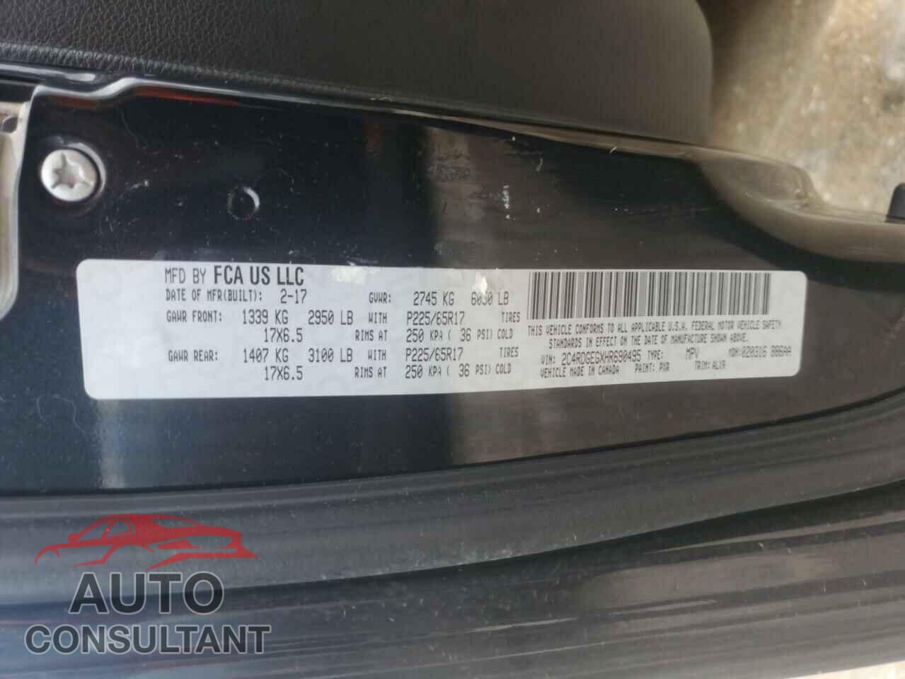 DODGE CARAVAN 2017 - 2C4RDGEGXHR690495