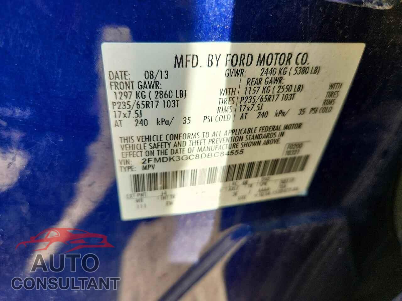 FORD EDGE 2013 - 2FMDK3GC8DBC84555