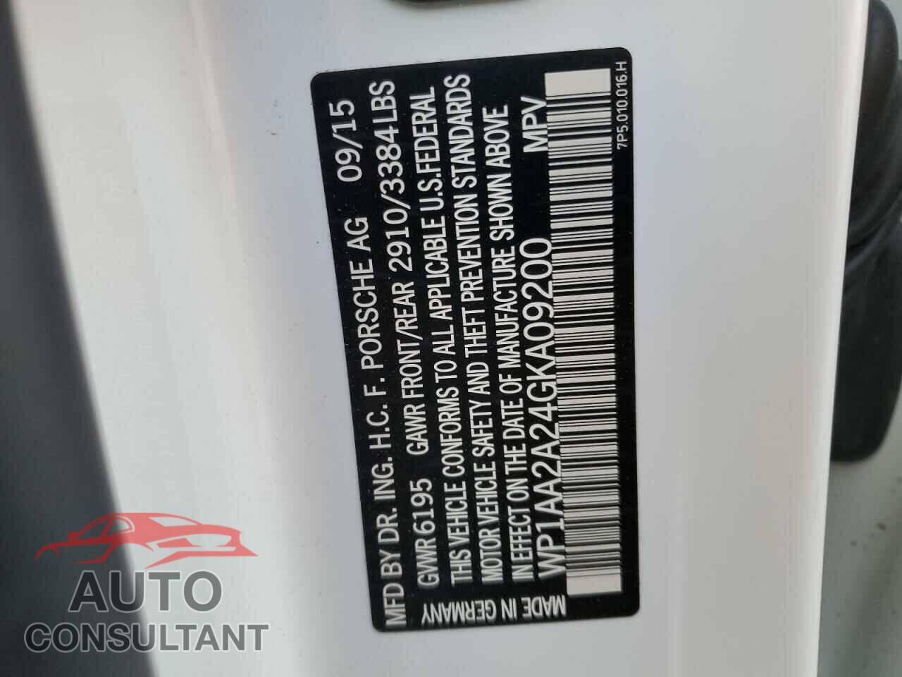 PORSCHE CAYENNE 2016 - WP1AA2A24GKA09200