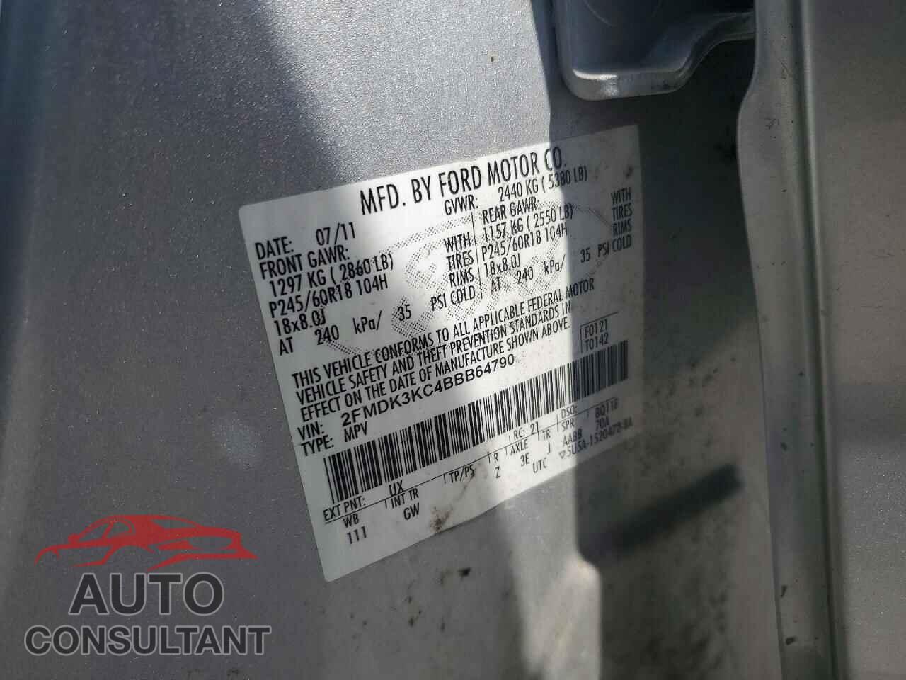 FORD EDGE 2011 - 2FMDK3KC4BBB64790