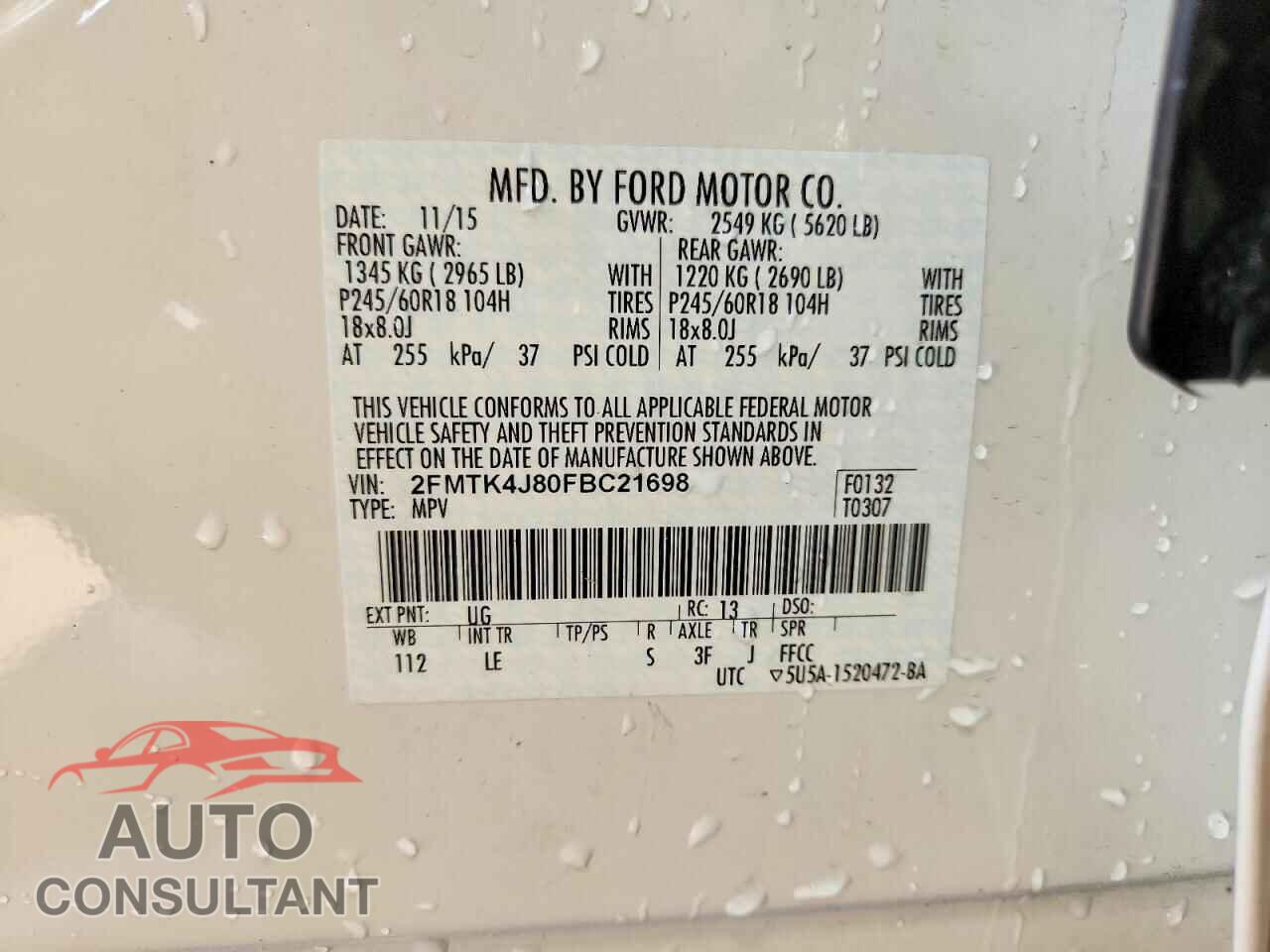 FORD EDGE 2015 - 2FMTK4J80FBC21698