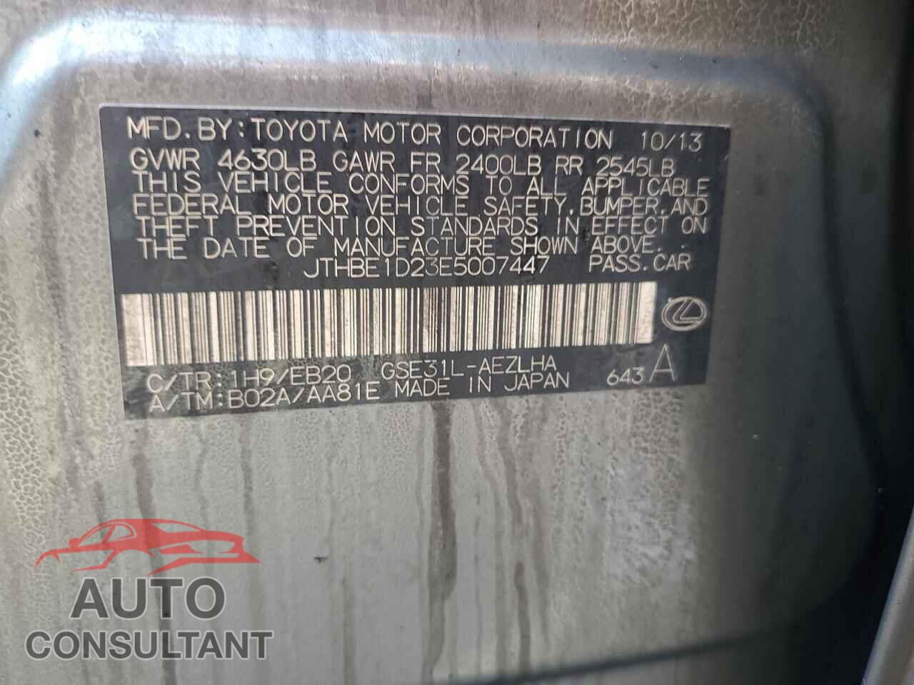 LEXUS IS 2014 - JTHBE1D23E5007447
