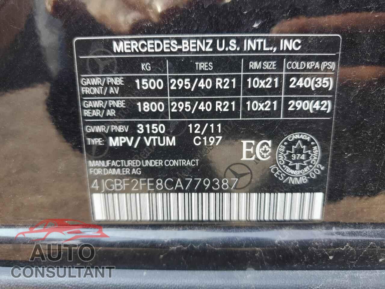 MERCEDES-BENZ GL-CLASS 2012 - 4JGBF2FE8CA779387