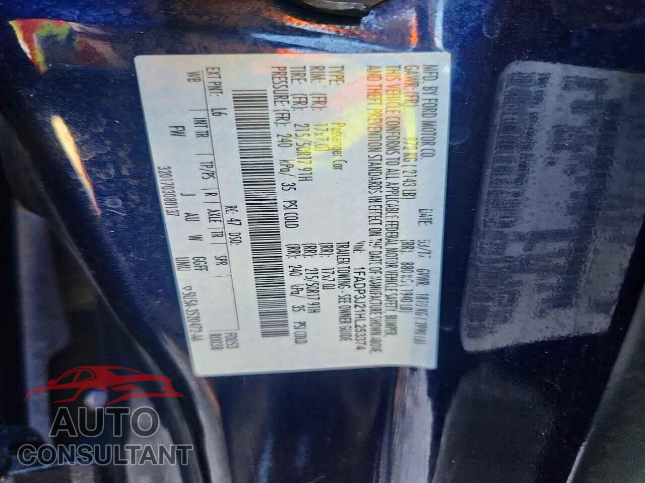 FORD FOCUS 2017 - 1FADP3J21HL253374