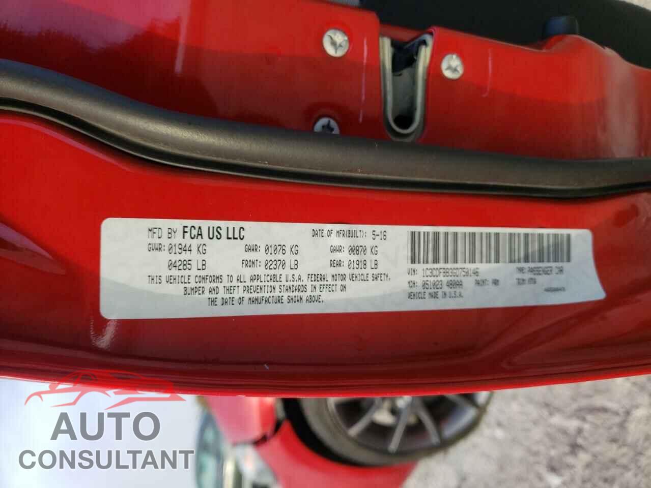DODGE DART 2016 - 1C3CDFBB3GD750146