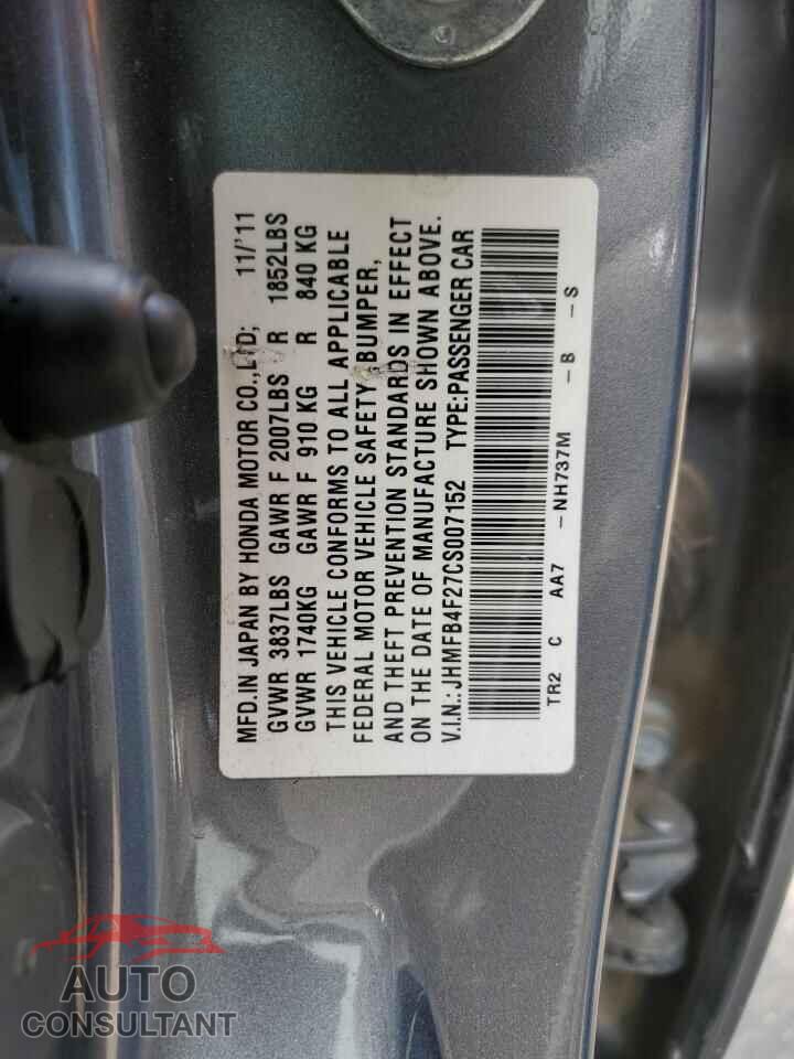 HONDA CIVIC 2012 - JHMFB4F27CS007152