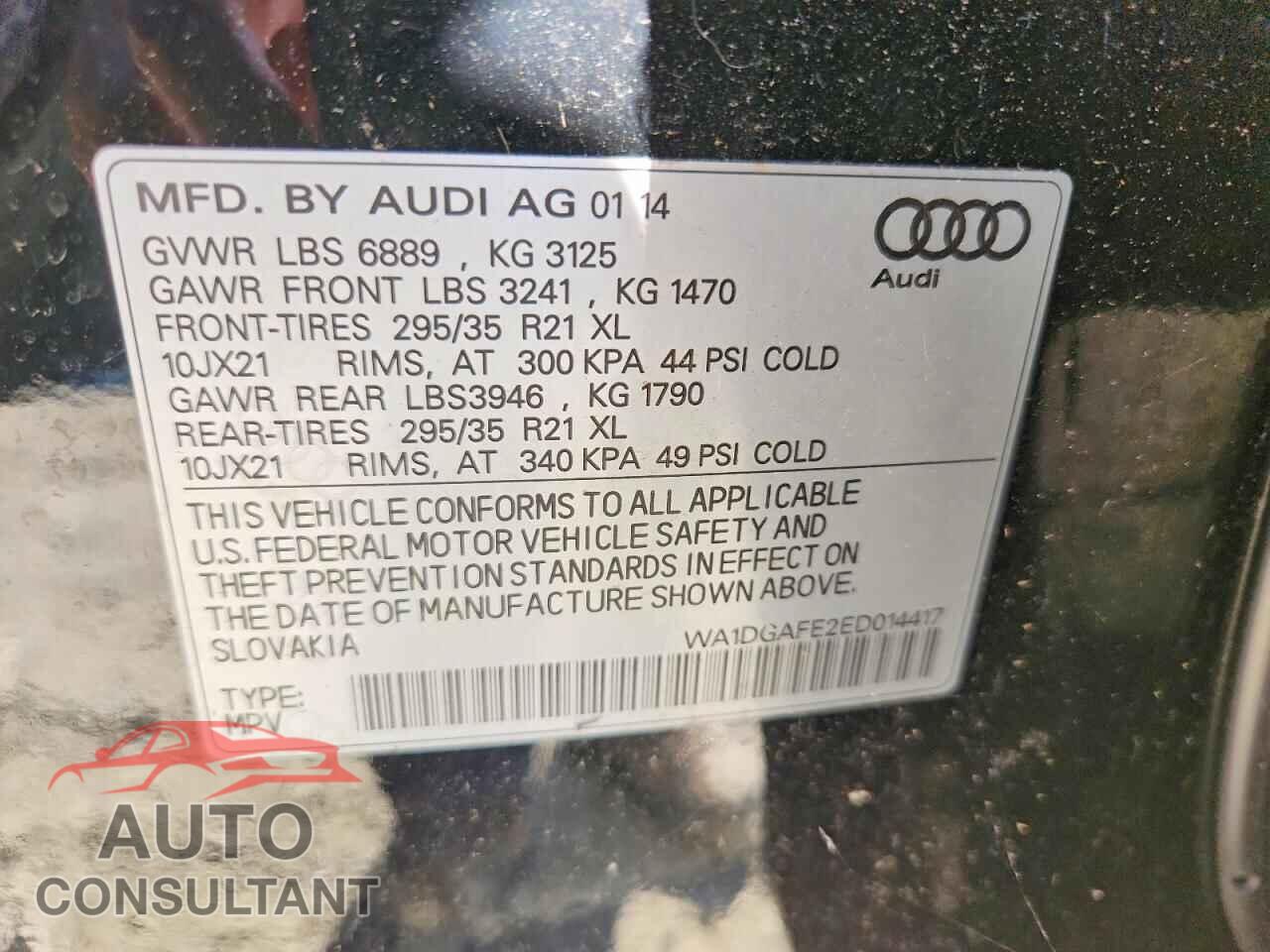 AUDI Q7 2014 - WA1DGAFE2ED014417