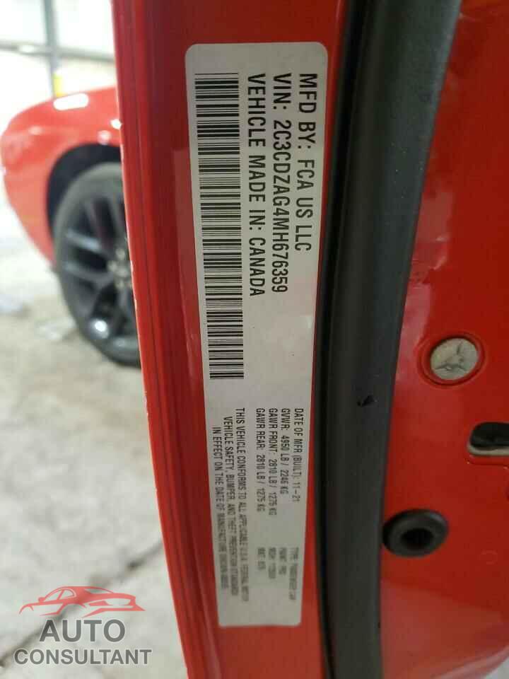 DODGE CHALLENGER 2021 - 2C3CDZAG4MH676359