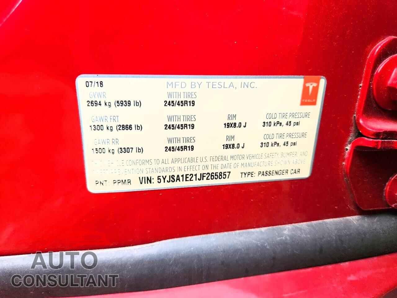 TESLA MODEL S 2018 - 5YJSA1E21JF265857