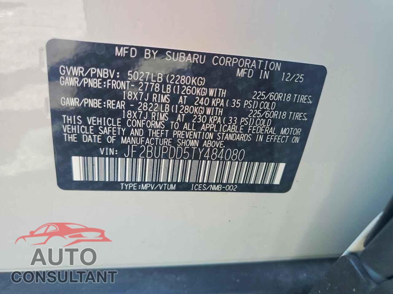 SUBARU OUTBACK 2026 - JF2BUPDD5TY484080