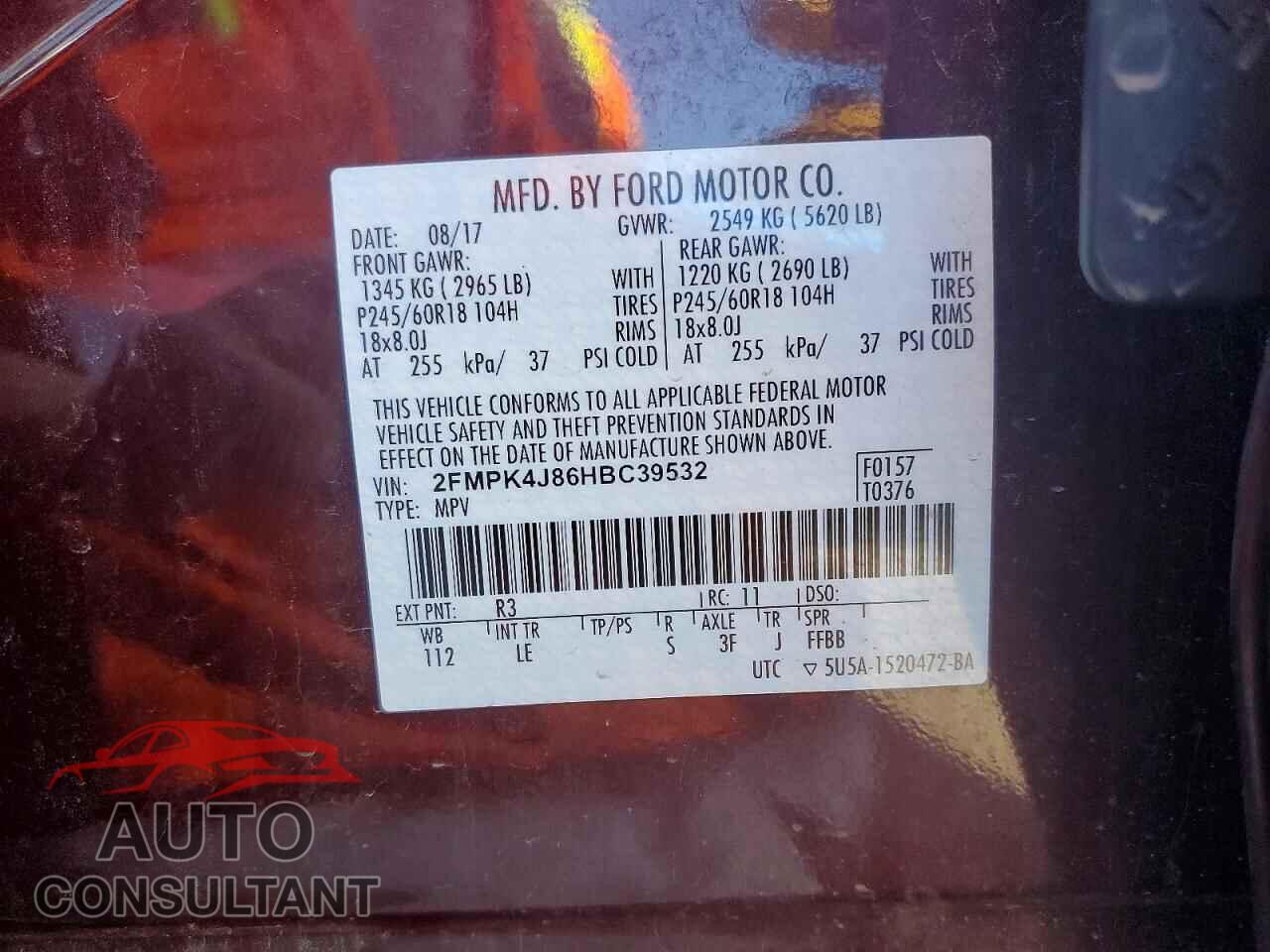 FORD EDGE 2017 - 2FMPK4J86HBC39532