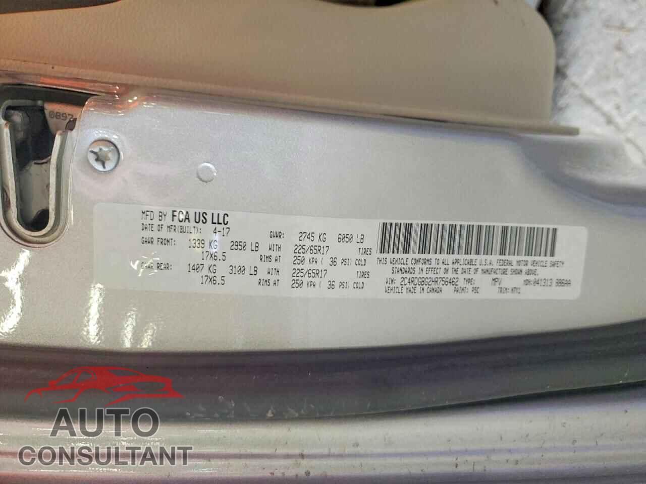 DODGE CARAVAN 2017 - 2C4RDGBG2HR756462