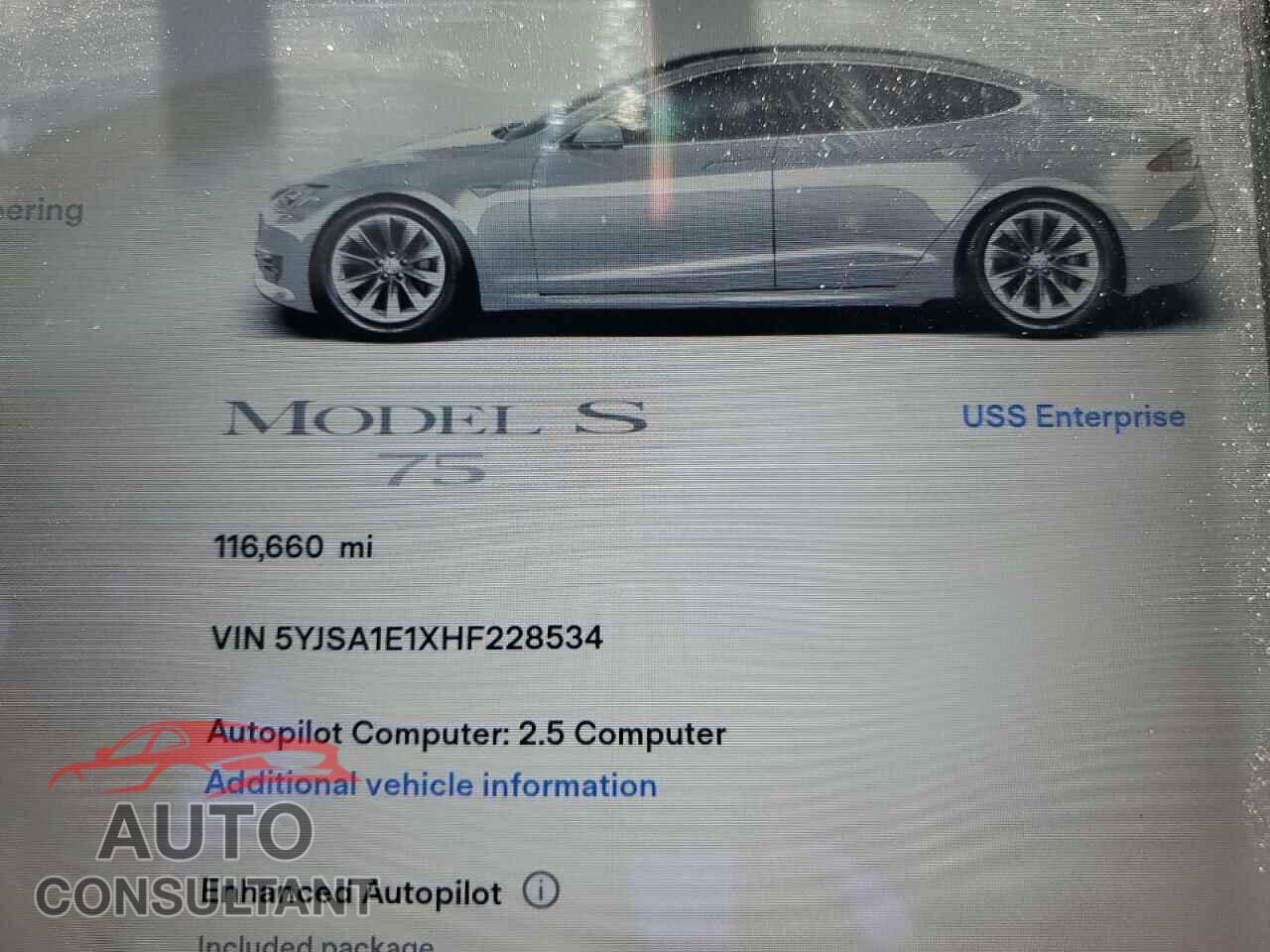 TESLA MODEL S 2017 - 5YJSA1E1XHF228534