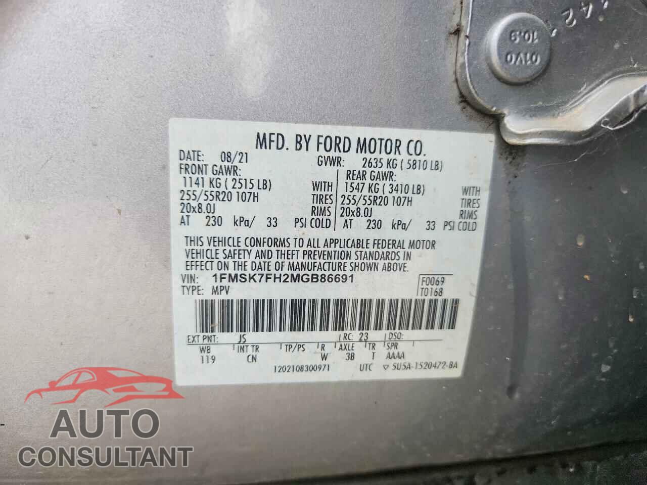 FORD EXPLORER 2021 - 1FMSK7FH2MGB86691