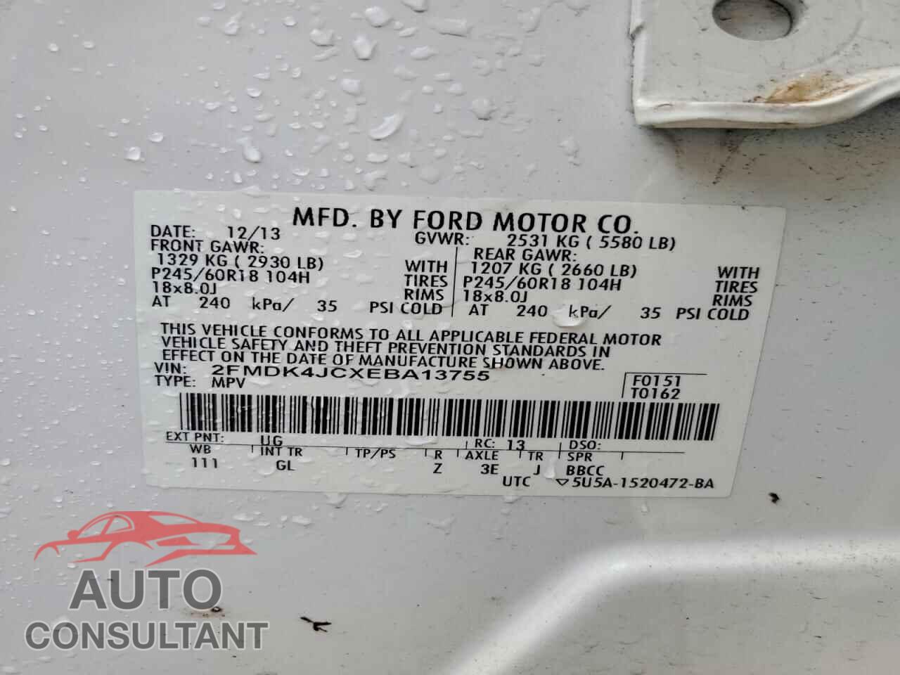 FORD EDGE 2014 - 2FMDK4JCXEBA13755