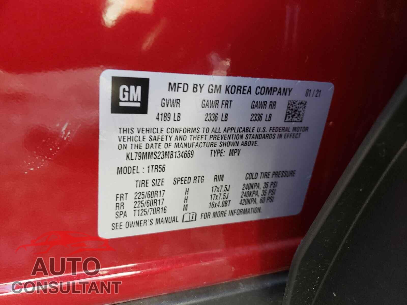 CHEVROLET TRAILBLAZE 2021 - KL79MMS23MB134669