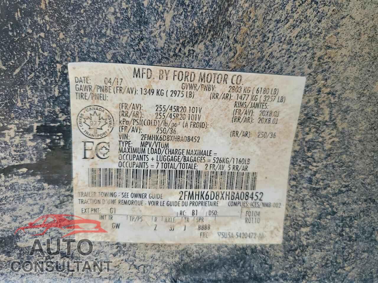 FORD FLEX 2017 - 2FMHK6D8XHBA08452