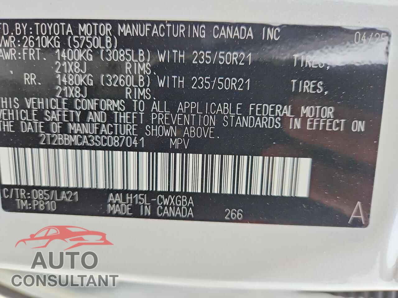 LEXUS UNKNOWN 2025 - 2T2BBMCA3SC087041