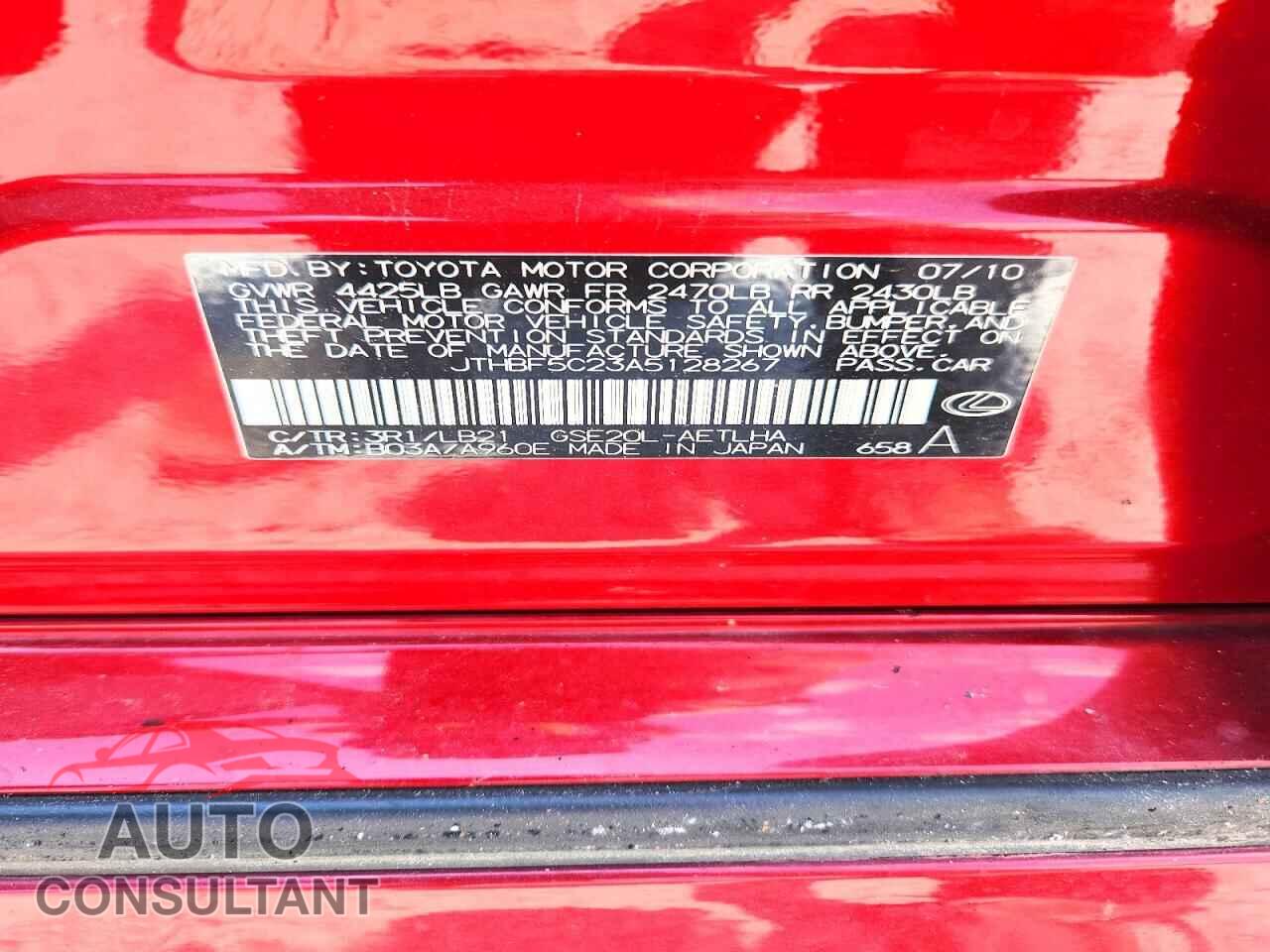 LEXUS IS 2010 - JTHBF5C23A5128267