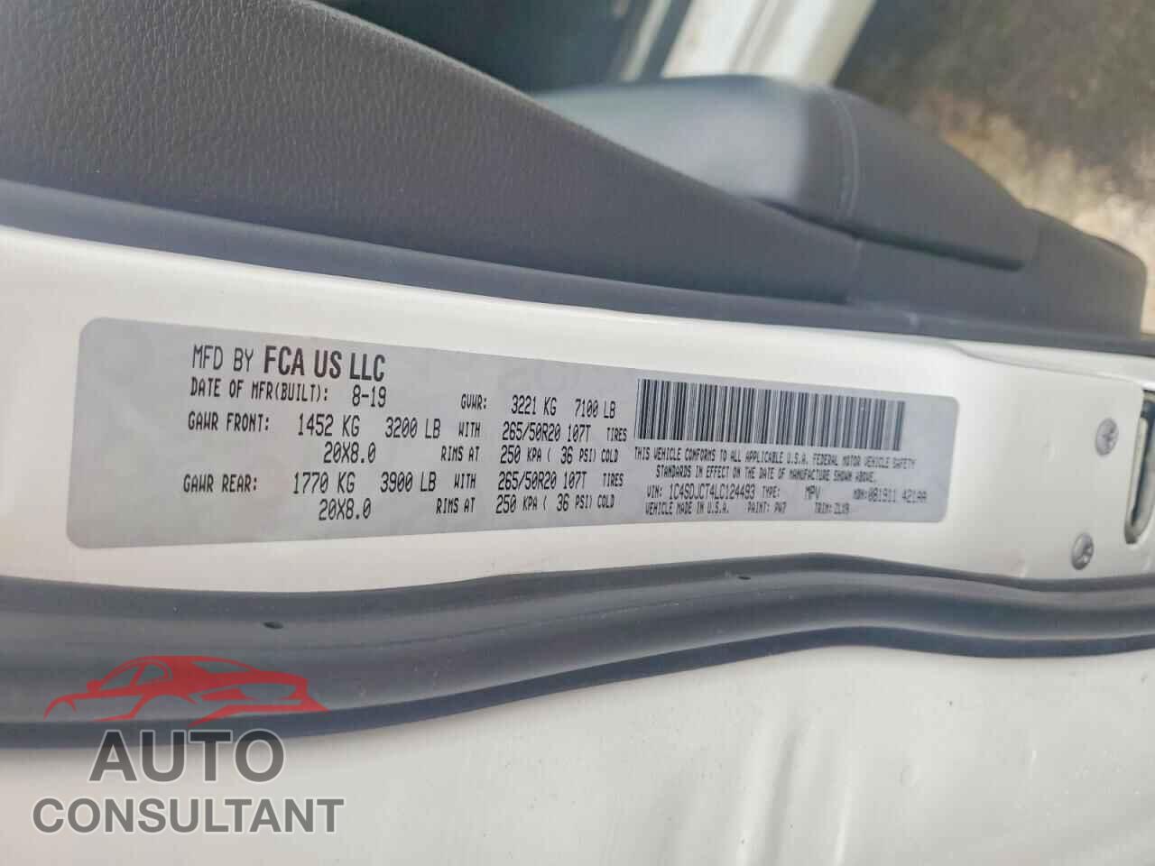 DODGE DURANGO 2020 - 1C4SDJCT4LC124493