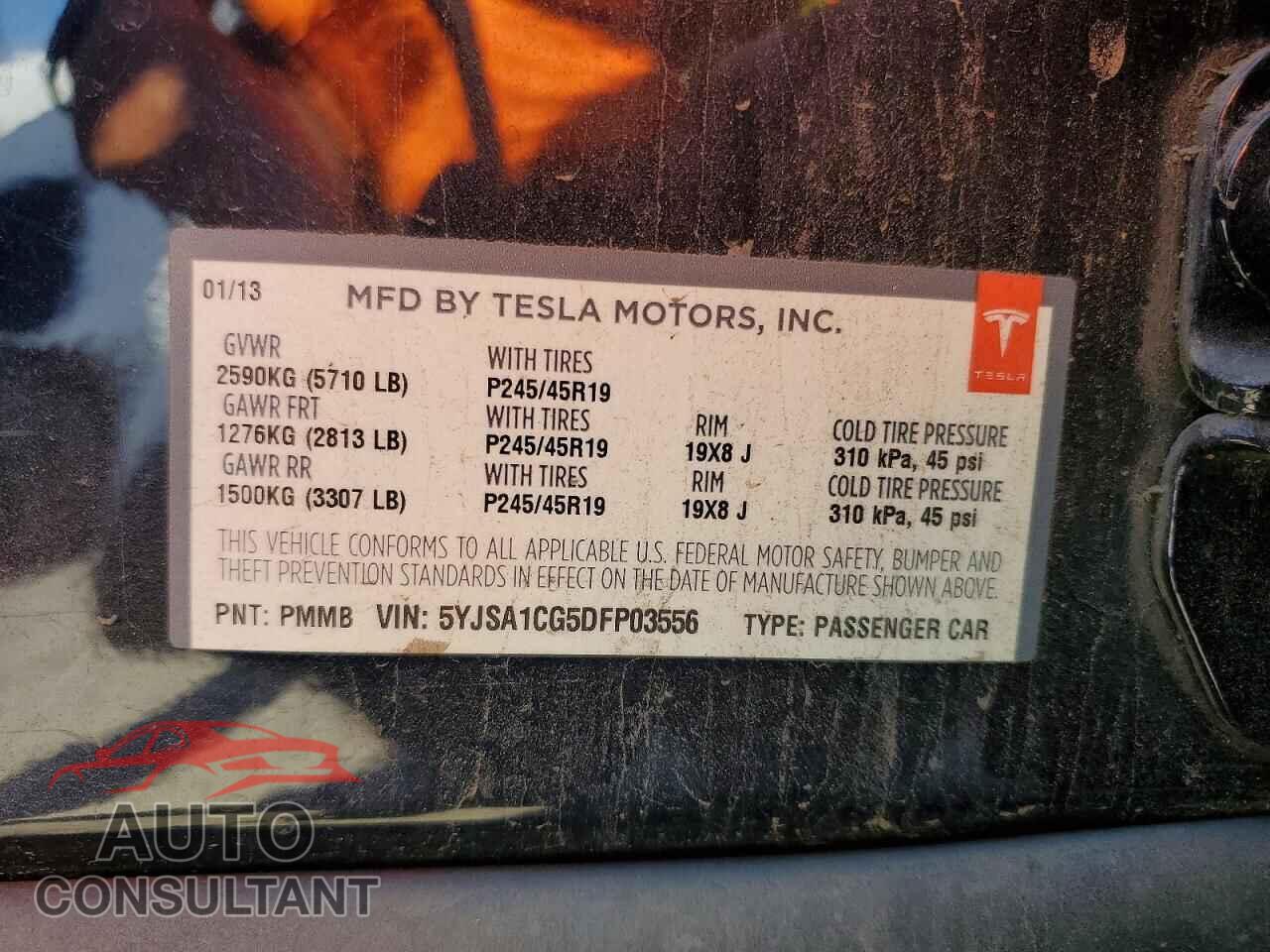TESLA MODEL S 2013 - 5YJSA1CG5DFP03556