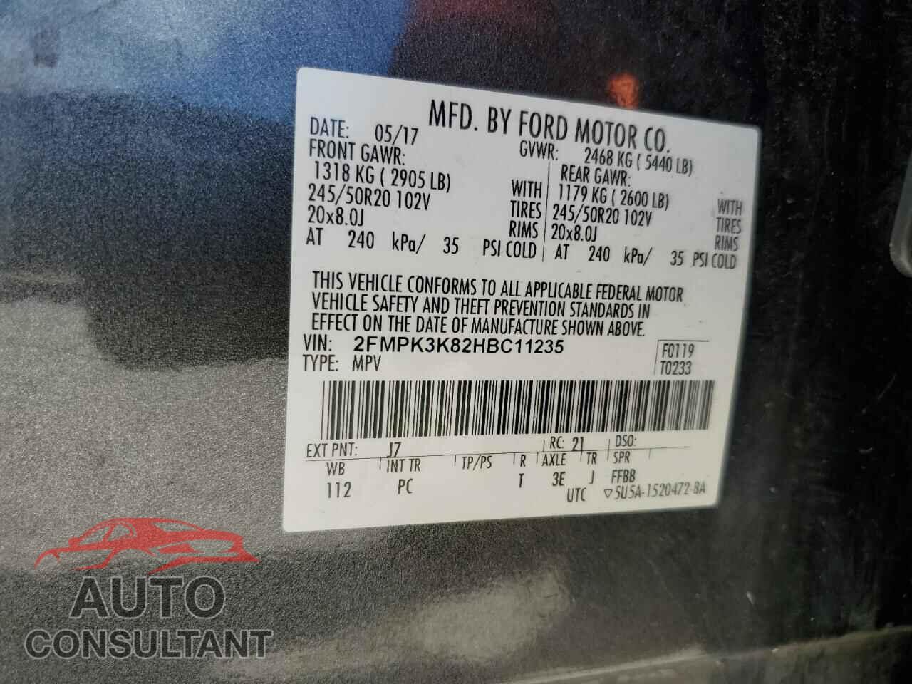 FORD EDGE 2017 - 2FMPK3K82HBC11235