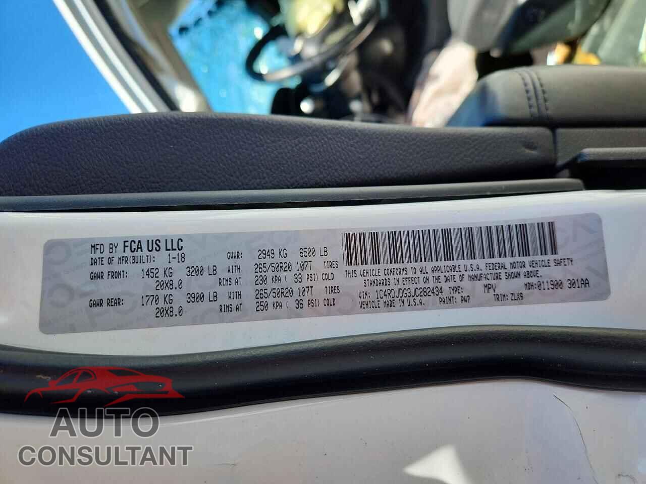 DODGE DURANGO 2018 - 1C4RDJDG3JC282434