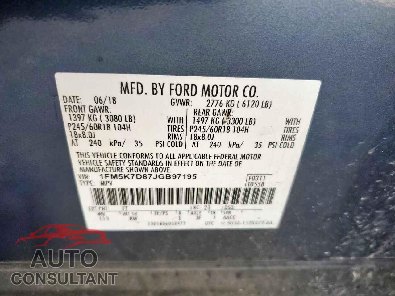 FORD EXPLORER 2018 - 1FM5K7D87JGB97195