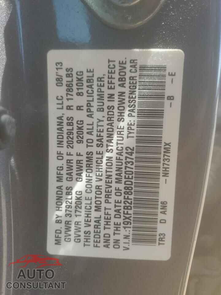 HONDA CIVIC 2013 - 19XFB2F88DE073742