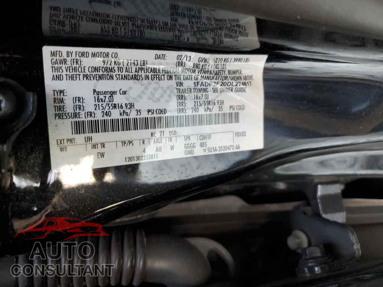 FORD FOCUS 2013 - 1FADP3F20DL274817