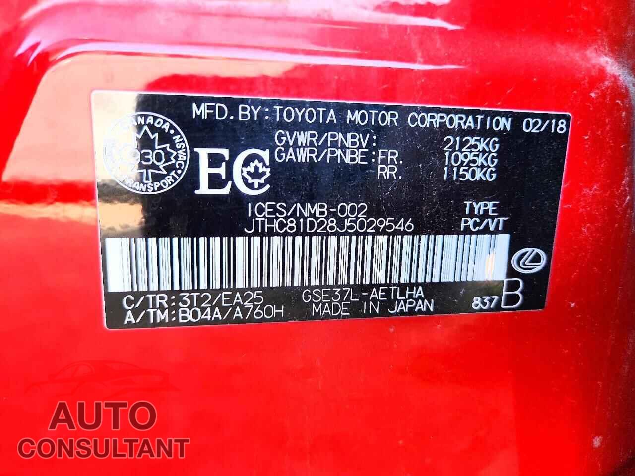 LEXUS IS 2018 - JTHC81D28J5029546