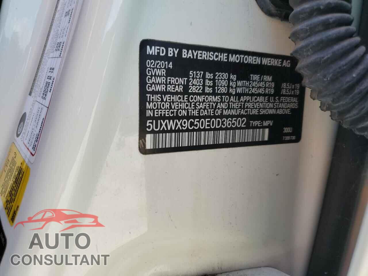 BMW X3 2014 - 5UXWX9C50E0D36502
