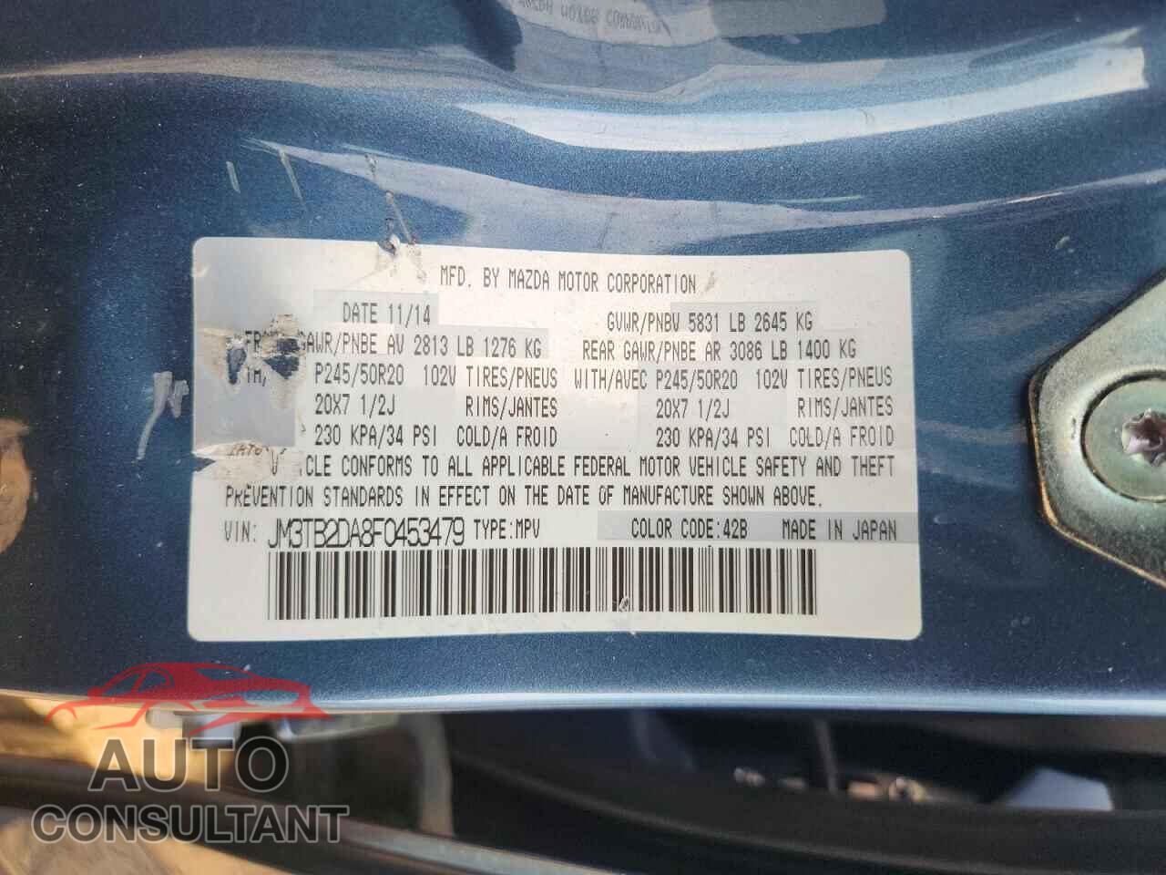 MAZDA CX-9 2015 - JM3TB2DA8F0453479