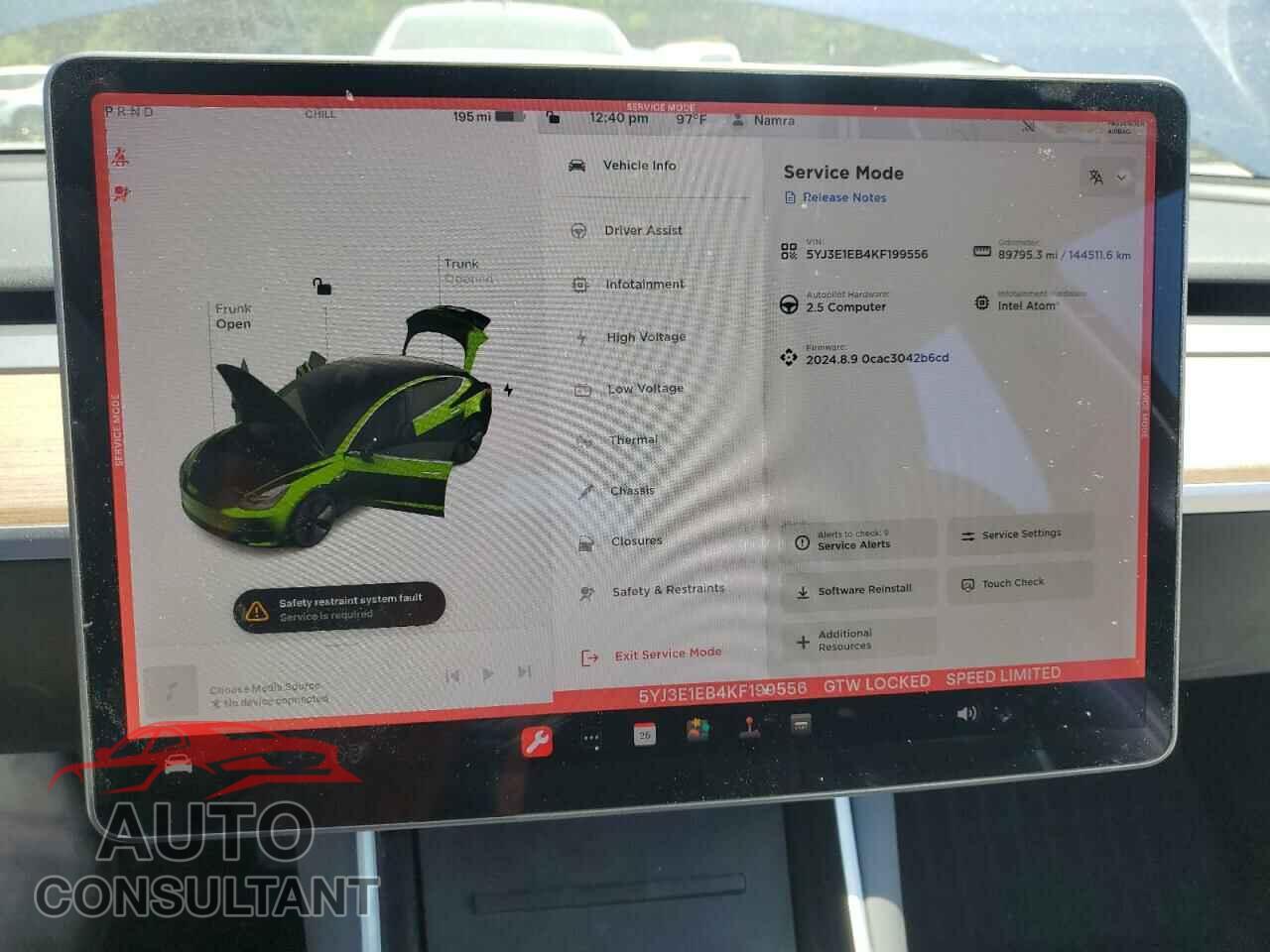 TESLA MODEL 3 2019 - 5YJ3E1EB4KF199556