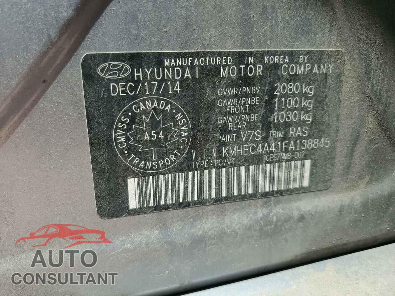 HYUNDAI SONATA 2015 - KMHEC4A41FA138845