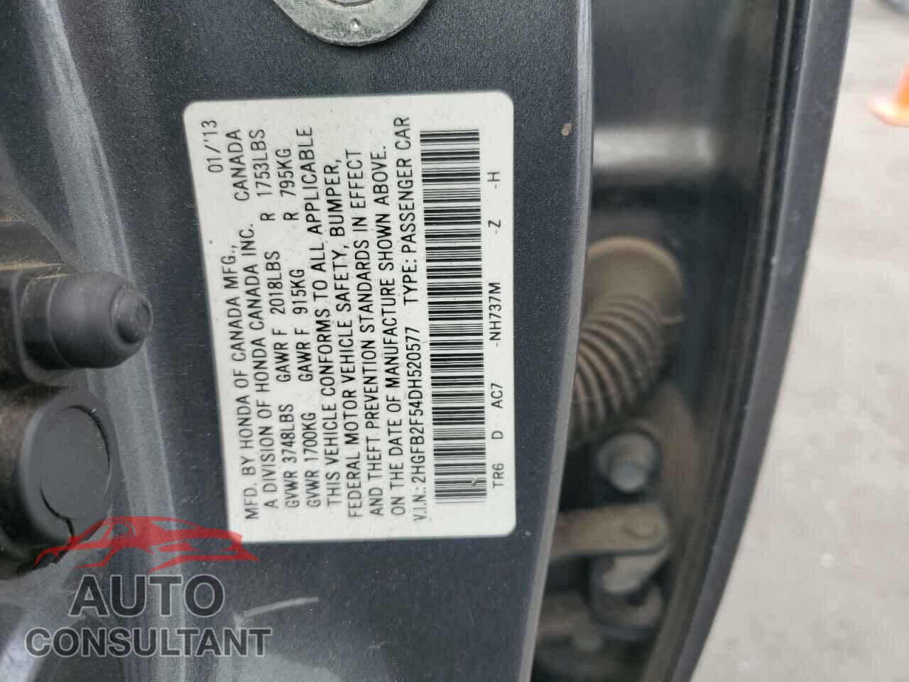 HONDA CIVIC 2013 - 2HGFB2F54DH520577
